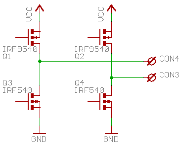 Br&uuml;ckenschaltung von vier MOSFETs