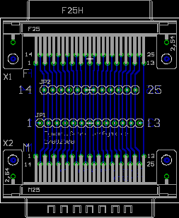 Layout von 25 poligen Meßadapter für SUB-D